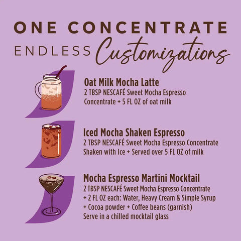 Nescafé Espresso Concentrate Sweet Mocha, Flavored Coffee Concentrate, Instant Espresso, 16 Shots 16.9 fl oz