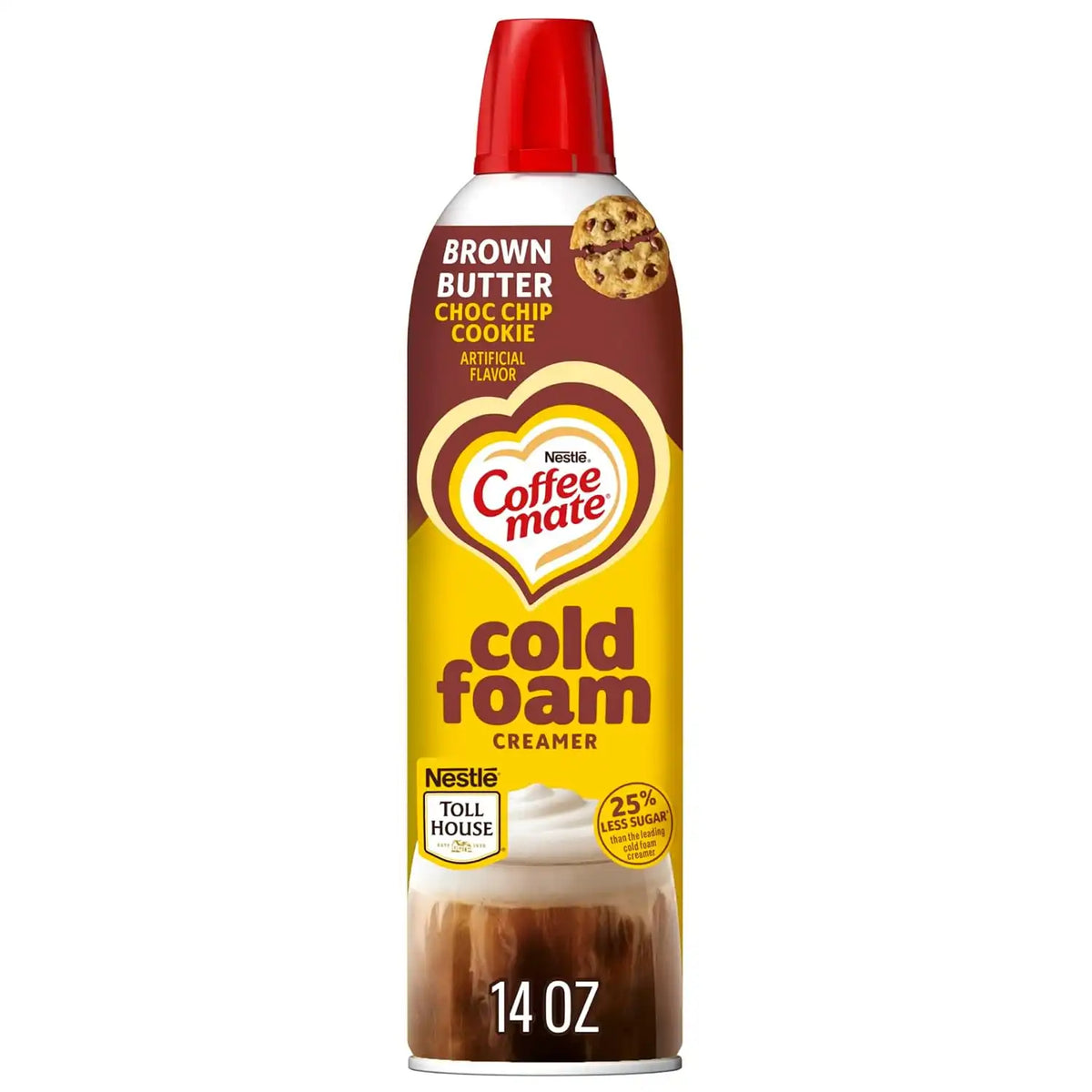 Coffee mate Brown Butter Chocolate Chip Cookie Flavored Cold Foam Creamer, Non-Dairy, Cold Foam Coffee Creamer, 50 Servings