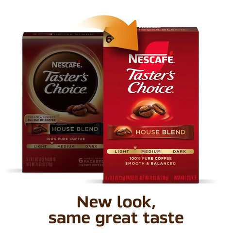 NESCAFÉ Taster's Choice, Instant Coffee Packets, Light Medium Roast Coffee, House Blend, 12 Boxes (72 Packets) | Light-medium roast House Blend instant coffee single-serve packets; 12 boxes, 6 packets each (72 total)
