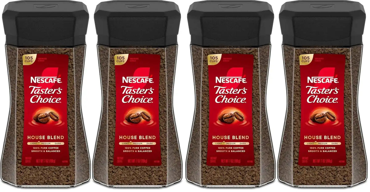 NESCAFÉ Taster's Choice Instant Coffee,Light Medium Roast,House Blend,(7 Oz Each),(Pack of 4)