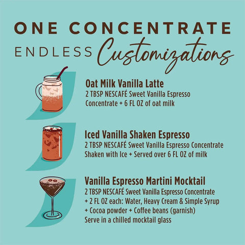 NESCAFÉ Espresso Concentrate Sweet Vanilla, Flavored Coffee Concentrate, Instant Espresso, 16 Shots