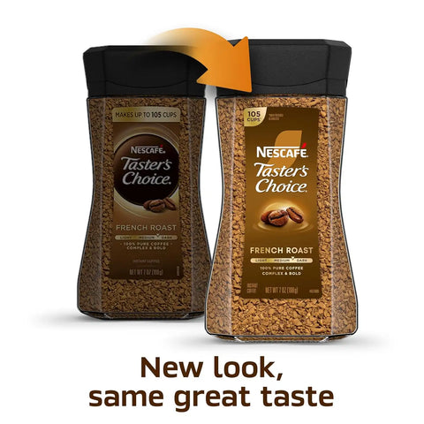 NESCAFÉ Taster's Choice Instant Coffee, Dark Roast Coffee, French Roast, 2 Jars (7 Oz Each) | Dark roast French Roast instant coffee; 2 jars, 7 oz each