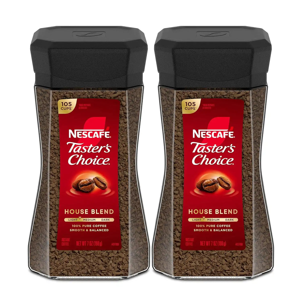 NESCAFÉ Taster's Choice Instant Coffee, Light Medium Roast Coffee, House Blend, 2 Jars (7 Oz Each) | Light-medium roast House Blend instant coffee; 2 jars, 7 oz each