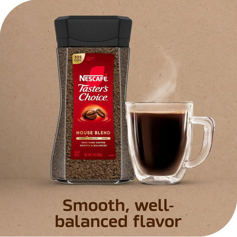 NESCAFÉ Taster's Choice Instant Coffee,Light Medium Roast,House Blend,(7 Oz Each),(Pack of 4)