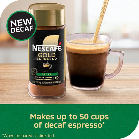 NESCAFÉ Gold Decaf Espresso Instant Coffee, 3.17 oz Jar | Decaf instant espresso; single 3.17 oz (90 g) jar